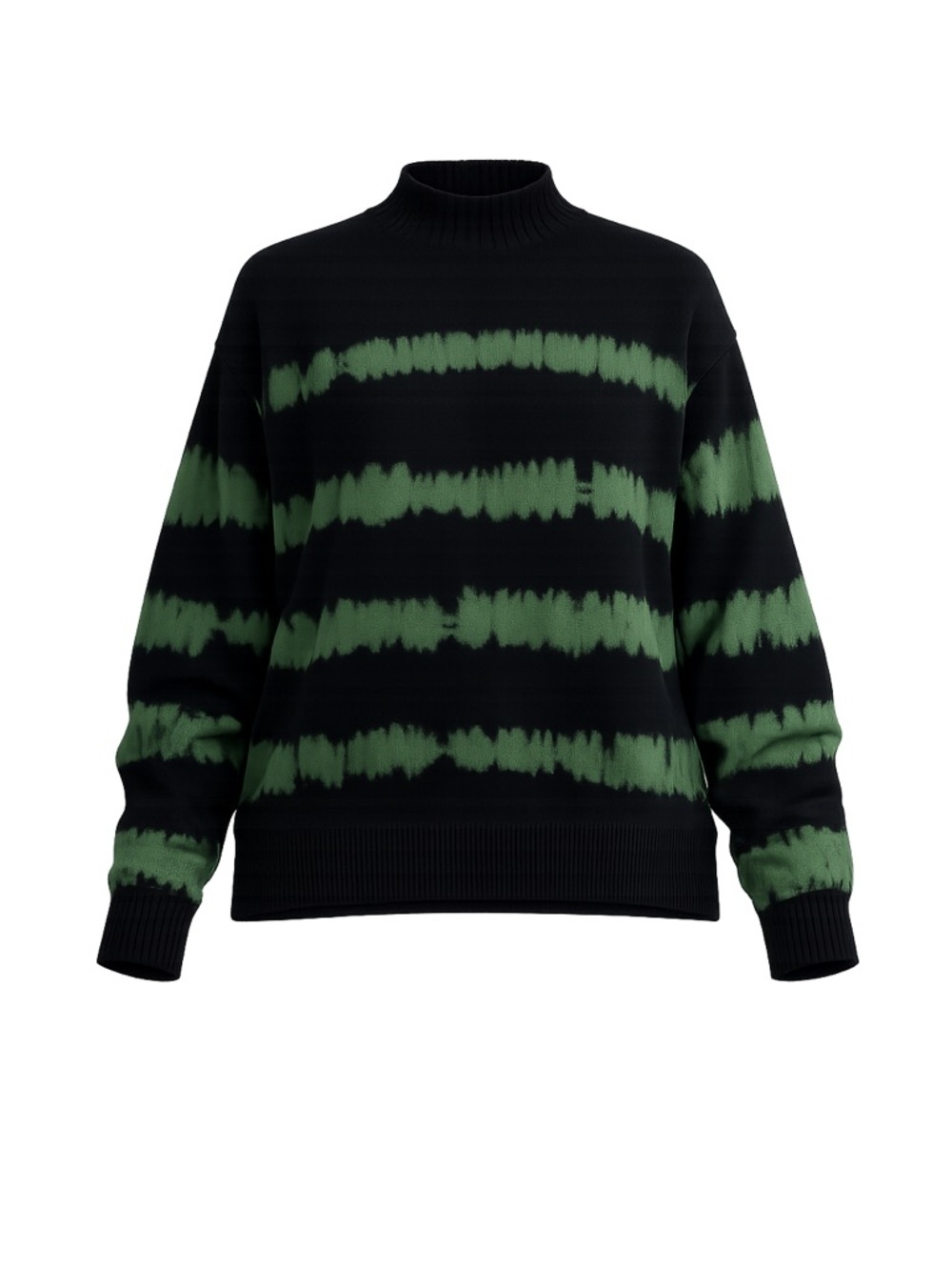 Women's SHEIN Black Green Striped Mock Neck Sweater Size L
104